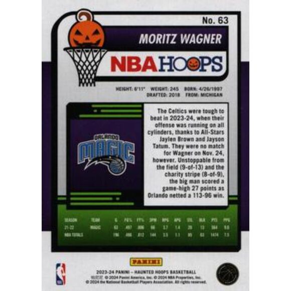 2023-24 Haunted Hoops Basketball Card #63 Moritz Wagner - Picture 2 of 2